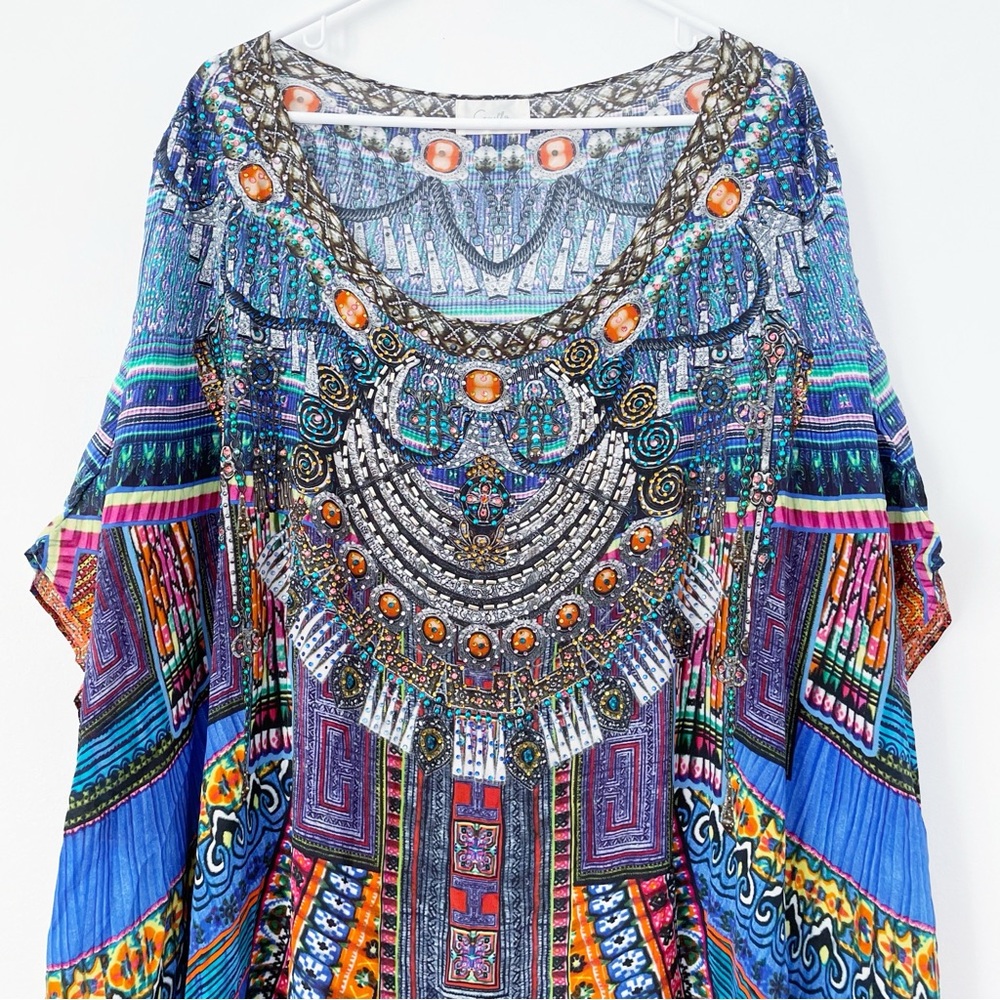 Camilla Crystal  Round Neck Kaftan Maxi Dress in Ancient Paj Ndau - Picture 8 of 16